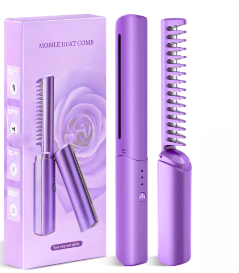 Rechargeable Mini Hair Straightener, Portable Cordless Hair Straightener Brush, 3 Adjustable Temp Flat Iron